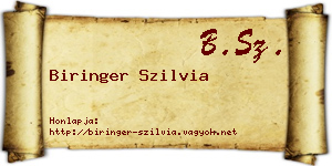 Biringer Szilvia névjegykártya